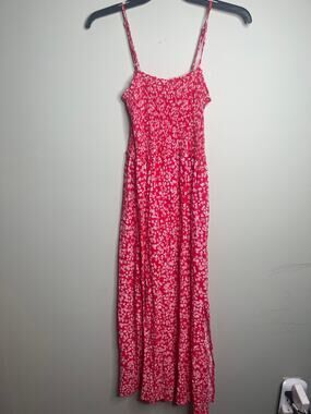 Pacific Vibes Red floral Maxi Dress L